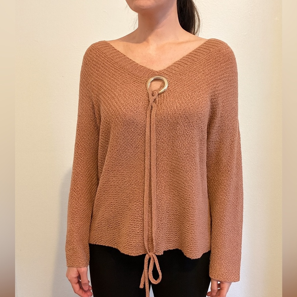 Entro Textured Knit Blouse Peach Medium - Picture 1 of 7